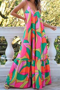 Retro Mix Print Maxi Dress