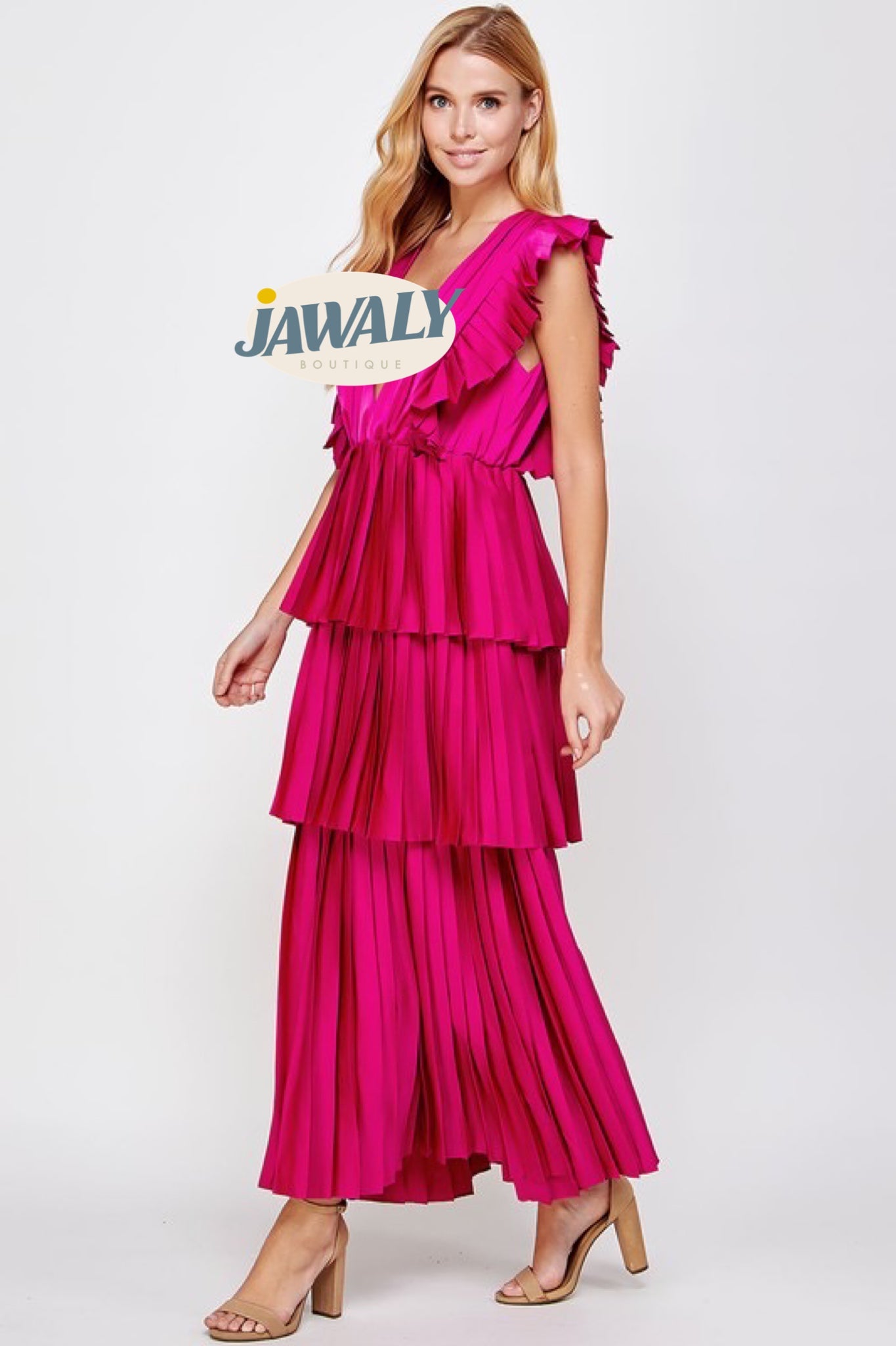 Sleeveless Pleated Layer Maxi Dress