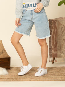 High Rise Bermuda Denim Shorts