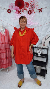 Red Boxy Top/Tunic