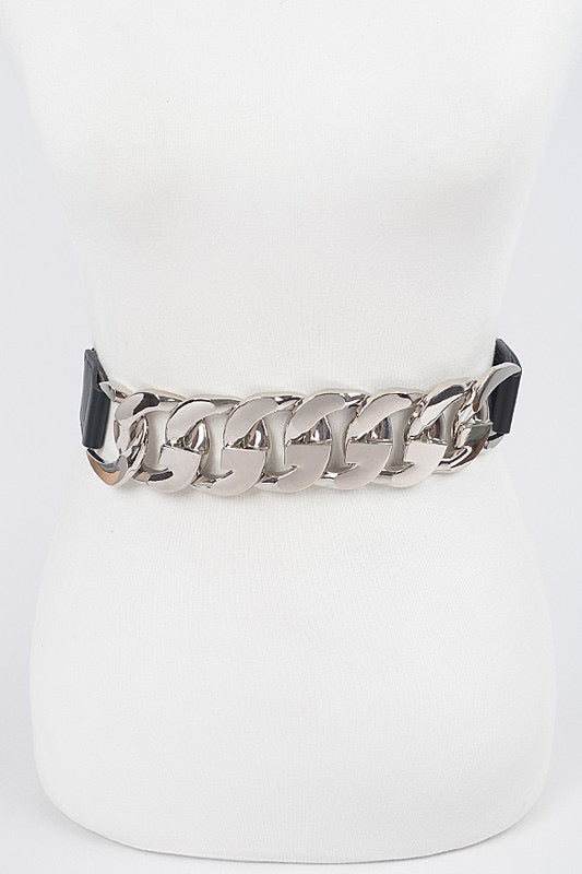 Oversized Silver Chain Belt