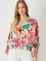 Load image into Gallery viewer, Floral Print V-Neck Long Sleeve Top
