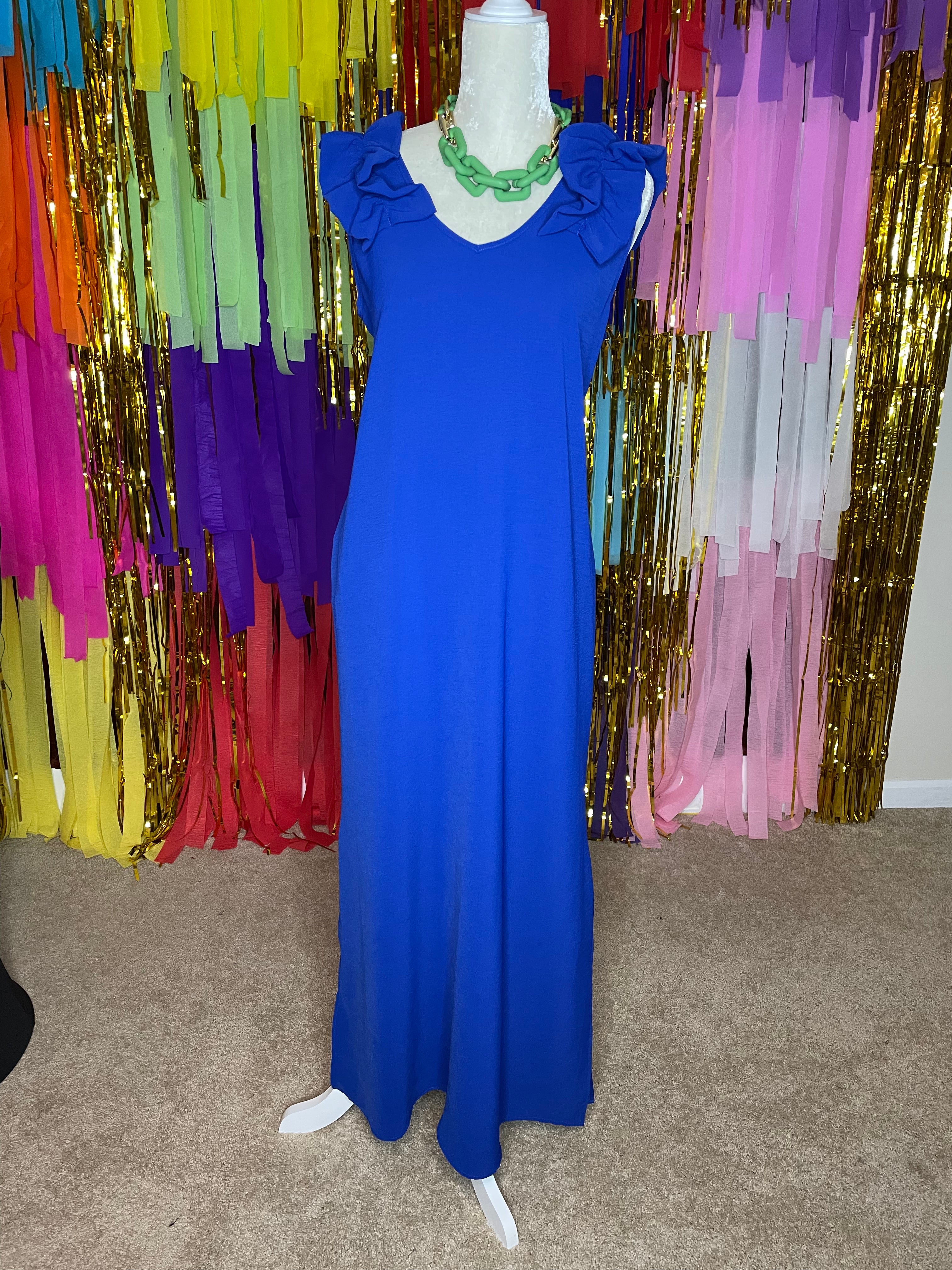 Royal Sleeveless Maxi Dress