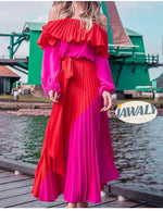 Load image into Gallery viewer, Pink &amp; Red Pleated Dress
