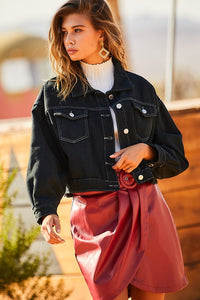 Black Denim Jacket Lace-up