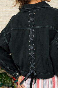 Black Denim Jacket Lace-up