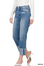 Load image into Gallery viewer, Rigid High Raw Edge Cuffed Jeans_updated
