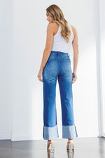 Load image into Gallery viewer, Wide Leg Jean with Folded Hem
