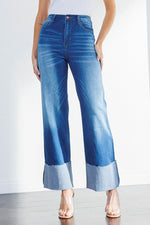 Load image into Gallery viewer, Wide Leg Jean with Folded Hem
