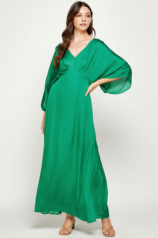 Satin Dolman Maxi Dress