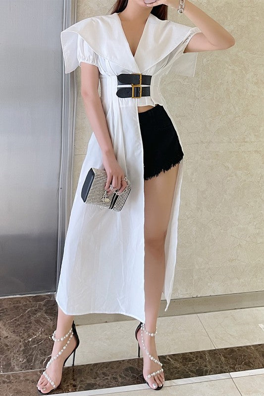 High Low Blouse with Belt