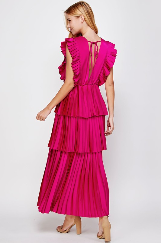 Sleeveless Pleated Layer Maxi Dress