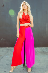 Color Block Wide Leg Pants