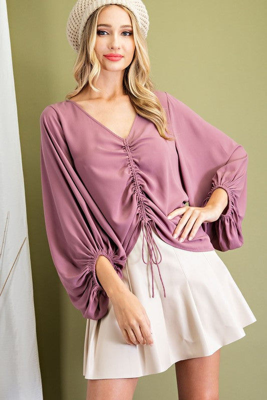 Blouse top puff sleeves