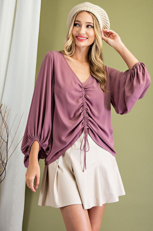 Blouse top puff sleeves