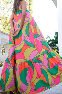 Retro Mix Print Maxi Dress