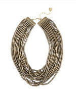 Load image into Gallery viewer, Beaded Burnished Metal Bib Necklace
