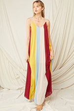 Load image into Gallery viewer, Color-Block V-Neck Maxi Dress
