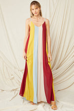 Load image into Gallery viewer, Color-Block V-Neck Maxi Dress
