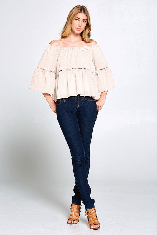 Trim Detail Off-Shoulder Top