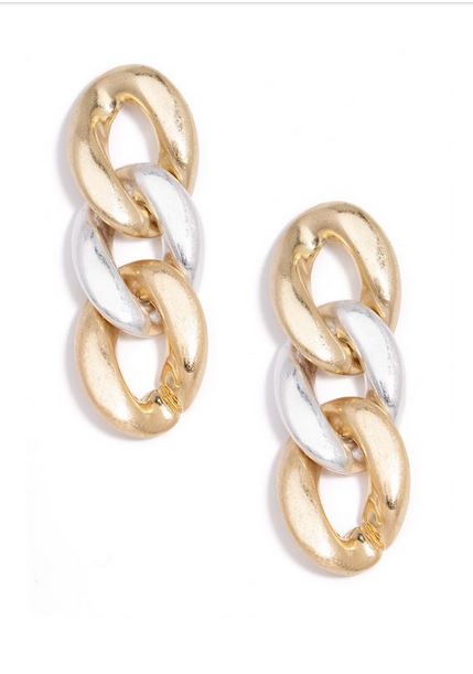 Burnished Curb Chain Drop Earring