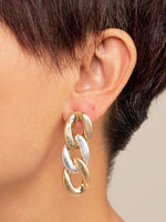 Load image into Gallery viewer, Burnished Curb Chain Drop Earring
