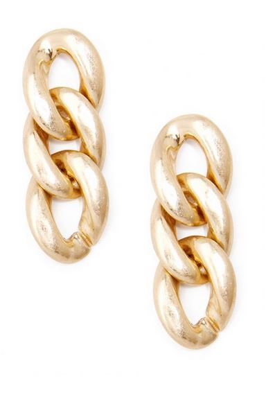 Burnished Curb Chain Drop Earring