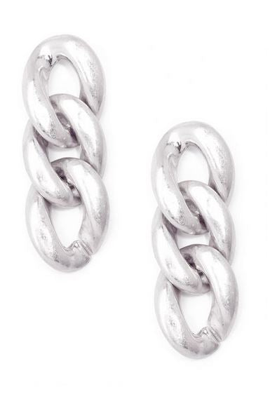 Burnished Curb Chain Drop Earring