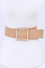 Load image into Gallery viewer, Pearl Buckle Straw Belt

