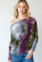 Load image into Gallery viewer, Tie Dye Dolman Off Shoulder Top
