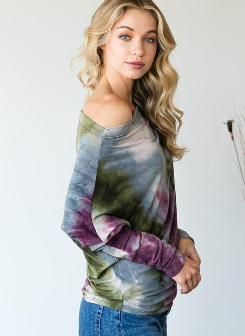 Tie Dye Dolman Off Shoulder Top