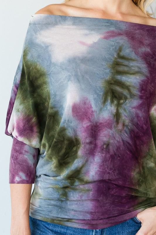 Tie Dye Dolman Off Shoulder Top