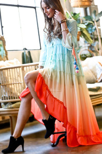 Ombre Ruffle Maxi Dress