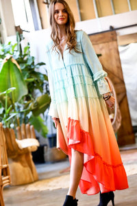 Ombre Ruffle Maxi Dress