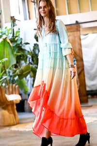 Ombre Ruffle Maxi Dress