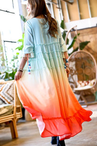 Ombre Ruffle Maxi Dress