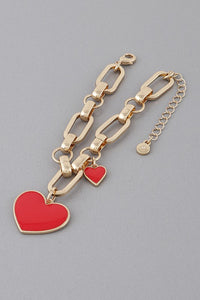Twin Hearts Charm Bracelet
