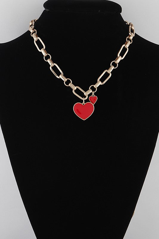 Twin Hearts Charm Necklace