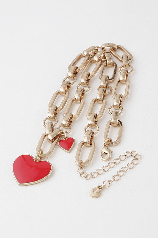 Twin Hearts Charm Necklace