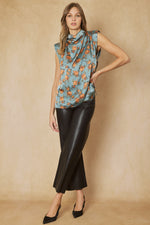 Load image into Gallery viewer, Floral Print Cowl Neck Sleeveless Top
