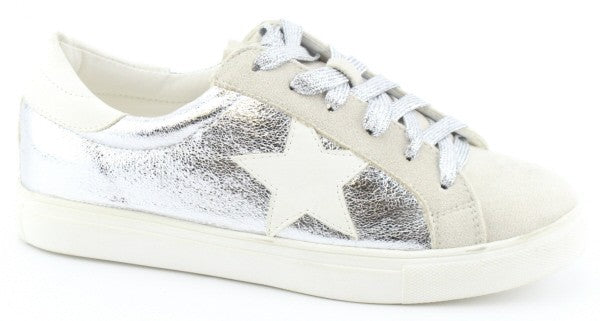 Star Pattern Sneakers-Metallic