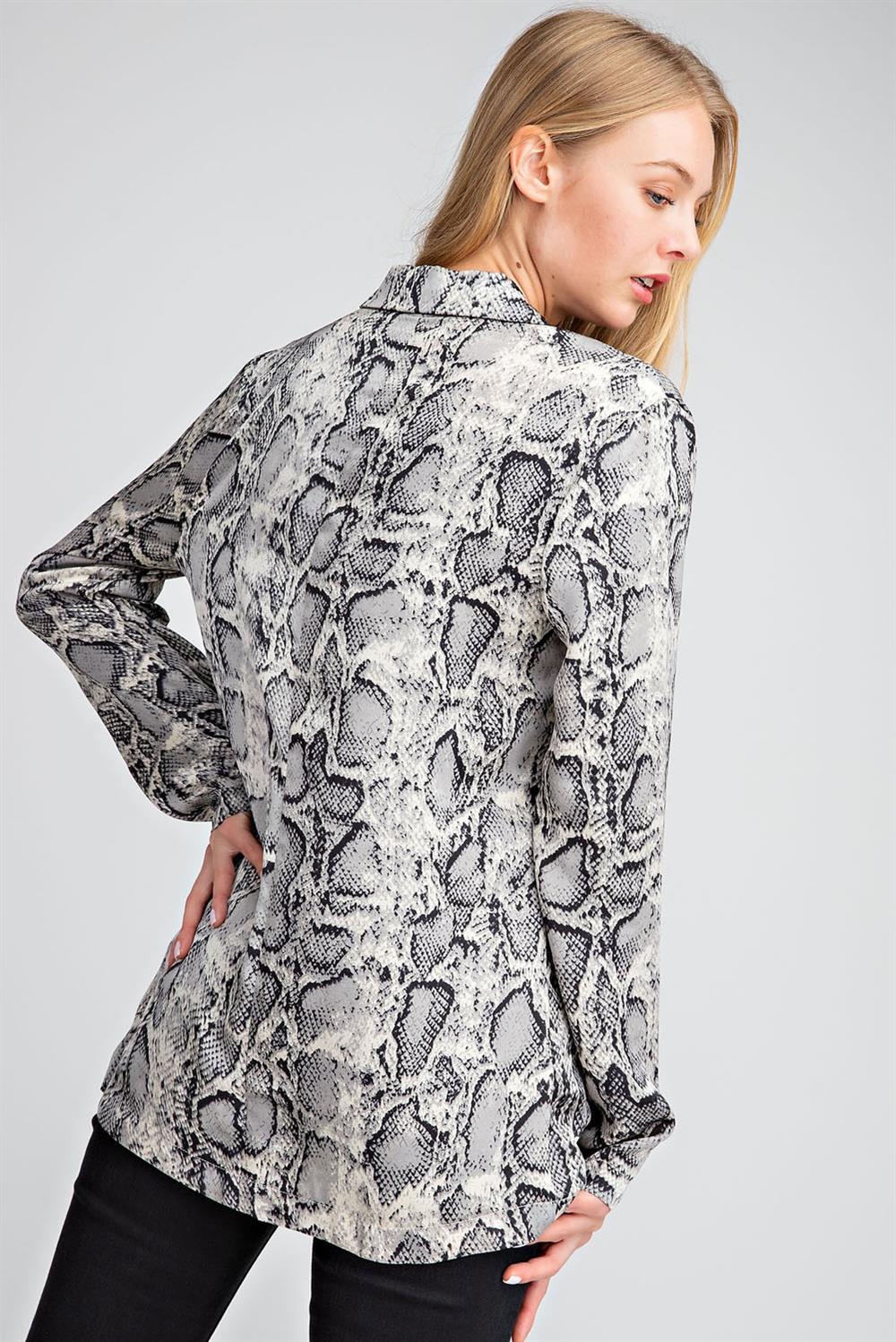 Snake Print Open Front Blazer