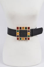 Load image into Gallery viewer, Rhinestone Gemstone Square Belt
