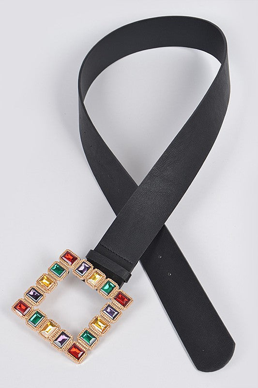 Rhinestone Gemstone Square Belt