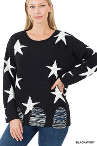 Distressed Star Sweater