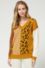 Load image into Gallery viewer, Color Block V-neck Sweater
