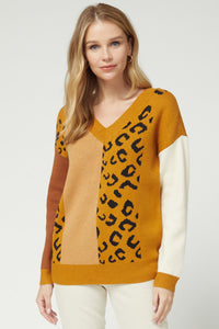 Color Block V-neck Sweater