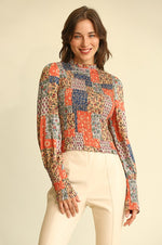 Load image into Gallery viewer, Print Woven Smocked Bodice Top
