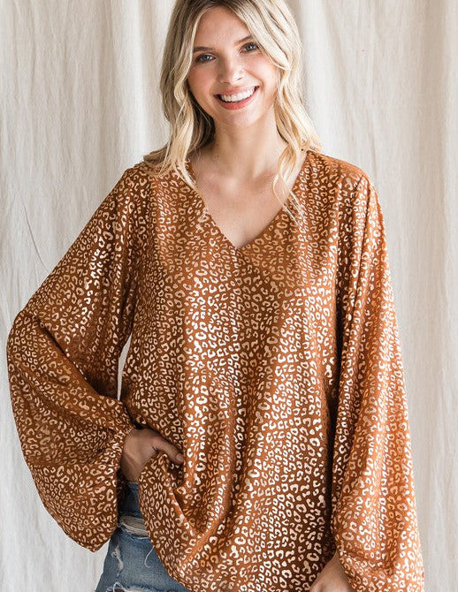 Reflective Leopard Print Top