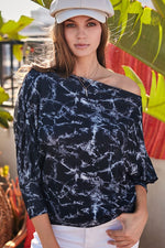 Load image into Gallery viewer, Black Tie-dye Print Knit Top
